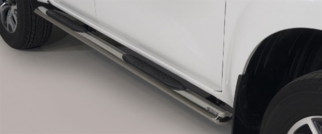 Side bars med trin i rustfri stål - Blank til Renault Alaskan årg. 18+