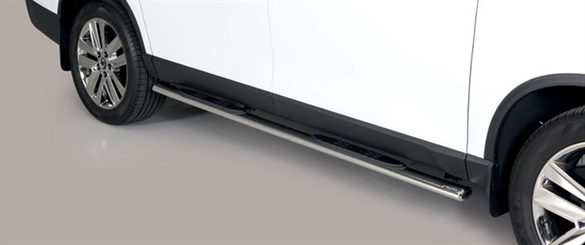 Side bars med trin i rustfri stål - Blank til SsangYong Musso årg. 18+