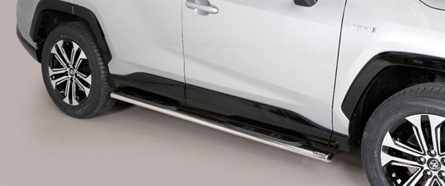Side bars med trin i rustfri stål - Blank til Toyota Rav4 årg. 19+