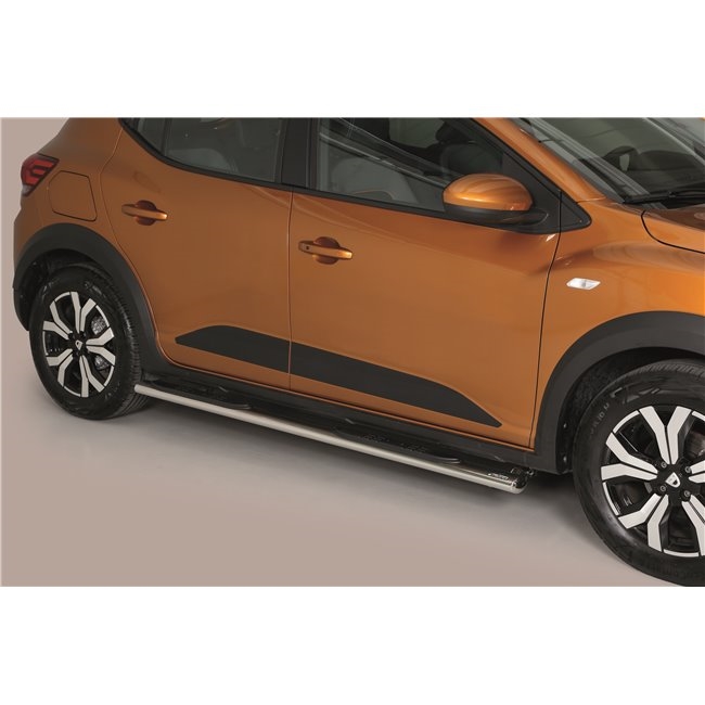 Side bars med trin fra Mach i rustfri stål - Blank til Dacia Sandero Stepway årg. 21+