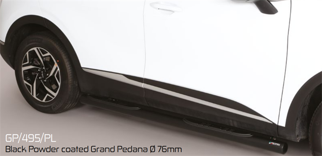 Side bars med trin i rustfri stål - Sort til Kia Sportage årg. 2022+