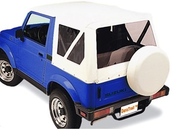 Soft Top i hvid med matte vinduer til Suzuki Samurai/SJ410
