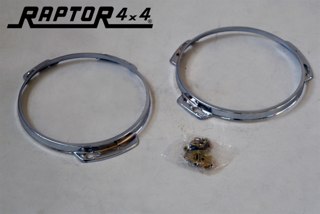 Forlygte stålringssæt - Forkromet til Suzuki Samurai; Toyota LJ 70/73; Nissan Patrol GR Y60