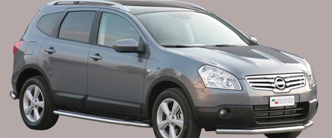 Beskyttelsesbar til forkofanger i rustfri stål - Blank til Nissan Qashqai+2 årg. 08+