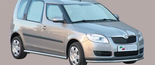 Beskyttelsesbar til forkofanger i rustfri stål - Blank til Skoda Roomster årg. 07+