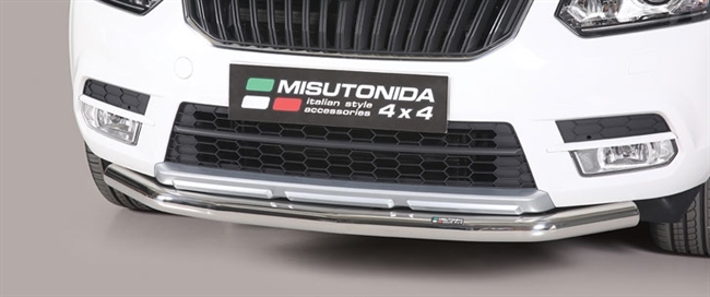 Beskyttelsesbar til forkofanger i rustfri stål - Blank til Skoda Yeti årg. 14+