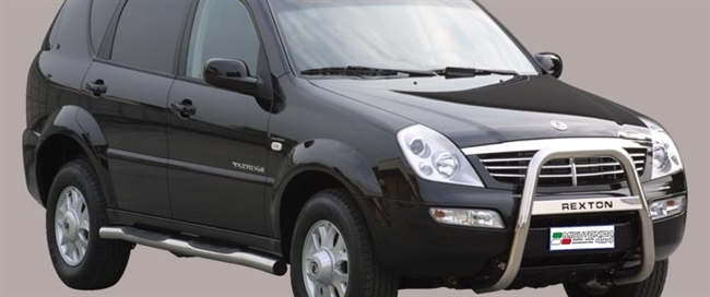 A-bar i rustfri stål med logo - Blank til SsangYong Rexton årg. 04-06