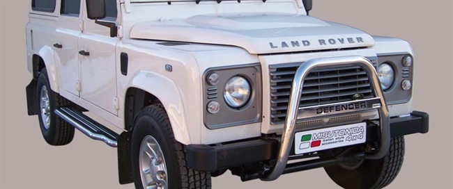 A-bar i rustfri stål med logo - Fås i sort og blank til Land Rover Defender 90