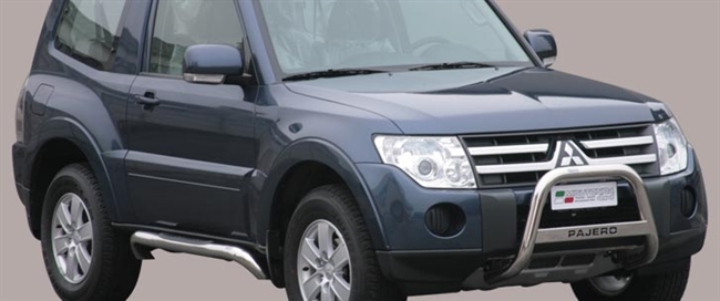 A-bar City EU godkendt - Blank i rustfri stål med logo til Mitsubishi Pajero årg. 07-15