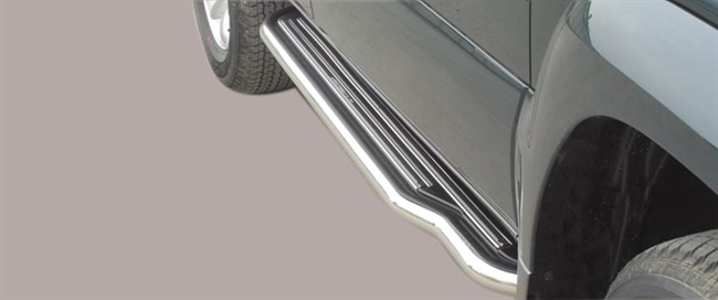 Trinbrædder i rustfri stål - Blank - Kort model til Mitsubishi Pajero 2.5/3.2 TDI 3 dørs årg. 00-07