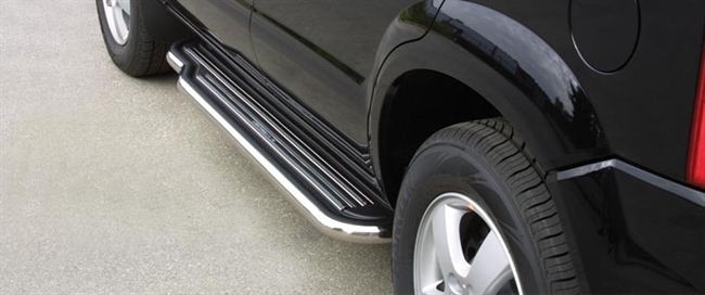 Trinbrædder i rustfri stål - Blank - Lang model til Hyundai Tucson årg. 04-14