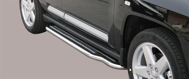 Trinbrædder i rustfri stål - Blank - Lang model til Jeep Compass årg. 07-10