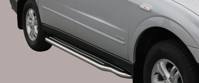 Trinbrædder i rustfri stål - Blank - Ekstra lang model til SsangYong Actyon Sport årg. 07-12