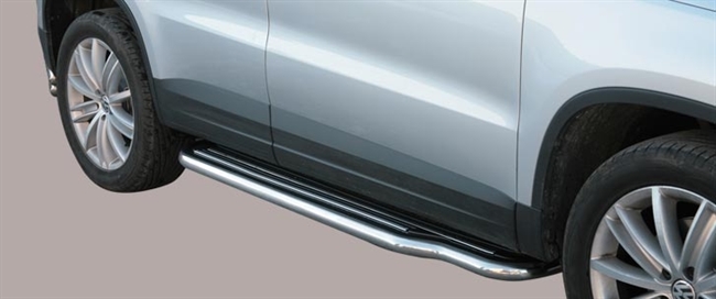 Trinbrædder i rustfri stål - Blank - Lang model til VW Tiguan årg. 08-11