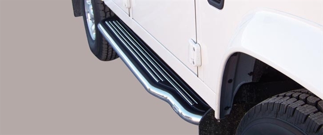 Trinbrædder i rustfri stål - Blank - Lang model til Land Rover Defender 110