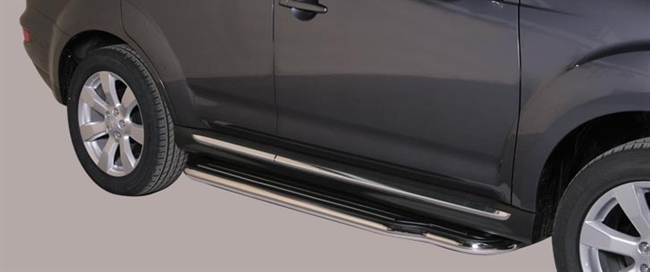 Trinbrædder i rustfri stål - Blank - Lang model til Mitsubishi Outlander årg. 10-12