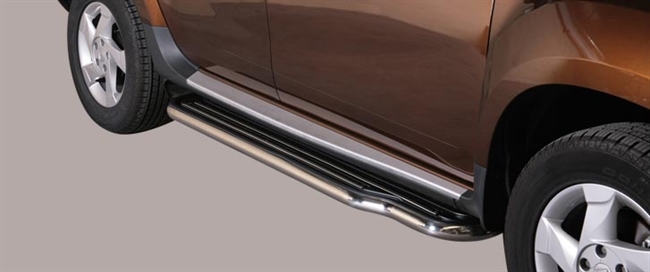 Trinbrædder i rustfri stål - Blank - til Dacia Duster(Lang model) årg. 2010-2018