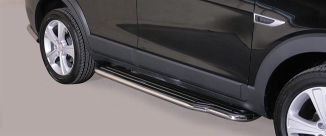 Trinbrædder i rustfri stål - Blank - Lang model til Chevrolet Captiva årg. 11>