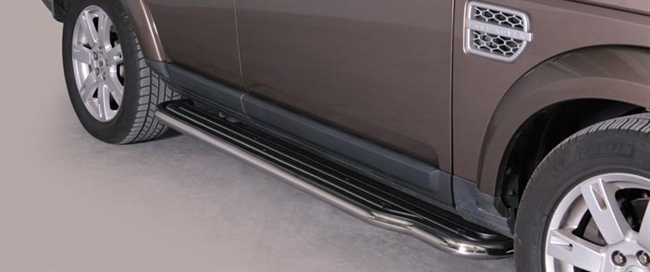 Trinbrædder i rustfri stål - Fås i sort og blank - Ekstra lang model fra Mach til Land Rover Discovery 4 årg. 12+