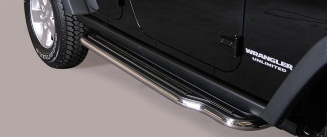 Trinbrædder i rustfri stål - Blank - Lang model til Jeep Wrangler årg. 11+