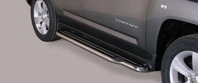 Trinbrædder i rustfri stål - Blank - Lang model til Jeep Compass årg. 11-16