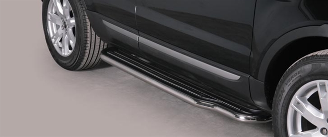 Trinbrædder (side steps) i rustfri stål - Fås i sort og blank - Lang model fra Mach til Land Rover Evoque årg. 11+