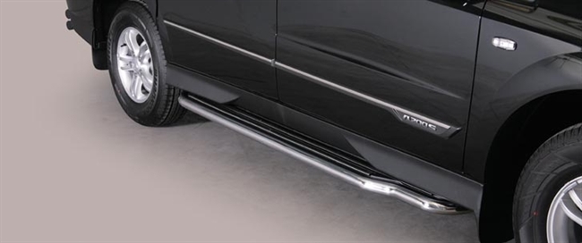 Trinbrædder i rustfri stål - Blank - Ekstra lang model til SsangYong Actyon Sport årg. 12+