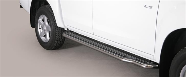 Trinbrædder i rustfri stål - Blank - Ekstra lang model til Isuzu D-Max Double Cab årg. 12-20