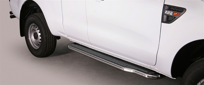 Trinbrædder i rustfri stål - Blank Lang model til Ford Ranger extra cab årg. 12+