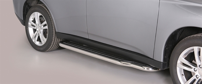 Trinbrædder i rustfri stål - Blank - Lang model til Mitsubishi Pajero 5 dørs årg. 07+