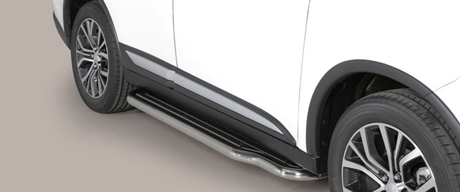 Trinbrædder i rustfri stål - Blank - Lang model til Mitsubishi Outlander årg. 13+