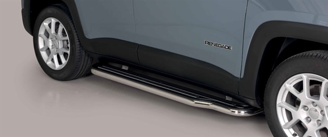 Trinbrædder i rustfri stål - Blank - Lang model til Jeep Renegade årg. 14+