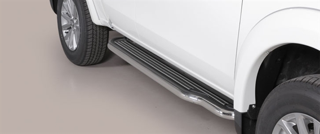 Trinbrædder i rustfri stål - Blank - Lang model til Mitsubishi L200 Extra Cab årg. 15+