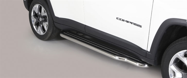 Trinbrædder i rustfri stål - Blank - Lang model til Jeep Compass årg. 17+