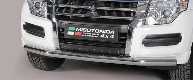 Beskyttelsesbar til forkofanger i rustfri stål - Blank til Mitsubishi Pajero årg. 07+