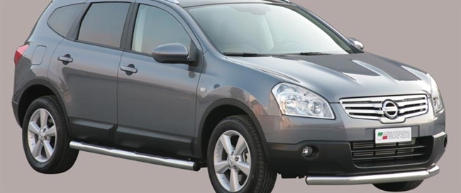 Beskyttelsesbar til forkofanger i rustfri stål - Blank til Nissan Qashqai+2 årg. 08+