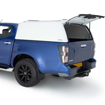 Hardtop fra ProTop Tradesman uden glas i bagdør og lakeret i 527 Splash White til Isuzu D-Max Årgang 2021-2024