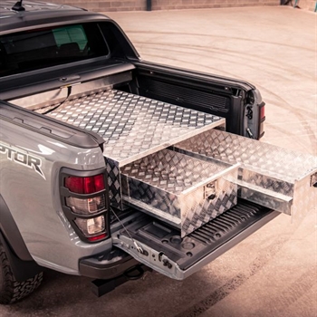 Ladskuffer (Sliding tray) i aluminium fra Trux til Ford Raptor D/C Årgang 2019-2022
