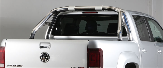 Styrtbøjle i rustfri stål  - Fås i sort og blank med logo til VW Amarok årg. 10-