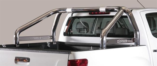 Styrtbøjle/Roll Bar til montering på lad i rustfri stål - Blank med logo til Isuzu D-max årg. 12-20