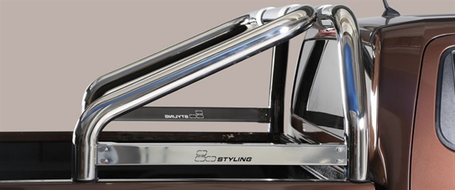 Styrtbøjle/Roll Bar til montering på lad i rustfri stål - Blank med logo til Nissan NP300 årg. 16-