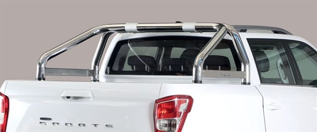 Styrtbøjle/Roll Bar til montering på lad i rustfri stål - Blank med logo til SsangYong Musso årg. 18+