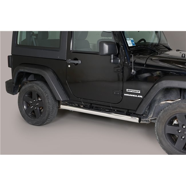 Side bars med trin i rustfri stål - Fås i sort og blank til Jeep Wrangler 3-dørs Årgang 2011+