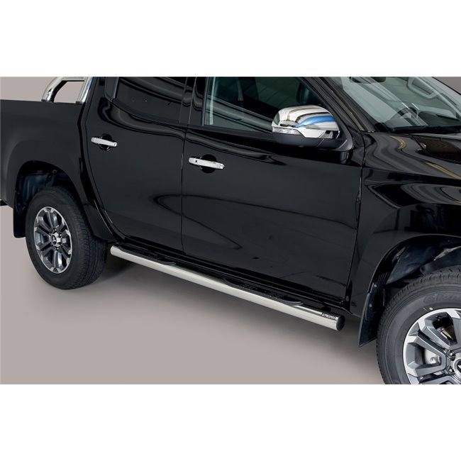 Side bars med trin i rustfri stål - Blank til Mitsubishi L200 Double Cab årg. 15+