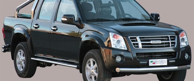 Beskyttelsesbar til forkofanger (slash bar) i rustfri stål - Blank til Isuzu D-Max årg. 07-12