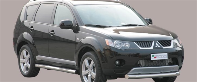 Beskyttelsesbar til forkofanger (slash bar) i rustfri stål - Blank til Mitsubishi Outlander årg. 07-10