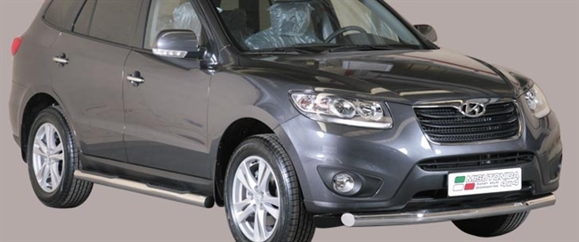 Beskyttelsesbar til forkofanger (slash bar) i rustfri stål - Blank til Hyundai Santa Fe årg. 10-12