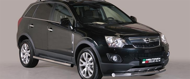 Beskyttelsesbar til forkofanger (slash bar) i rustfri stål - Blank til Opel Antara årg. 11+