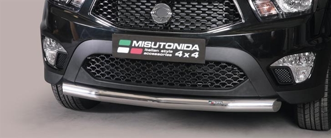 Beskyttelsesbar til forkofanger (slash bar) i rustfri stål - Blank til SsangYong Actyon Sport årg. 12+