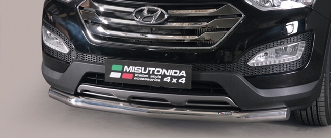 Beskyttelsesbar til forkofanger (slash bar) i rustfri stål - Blank til Hyundai Santa Fe årg. 12>